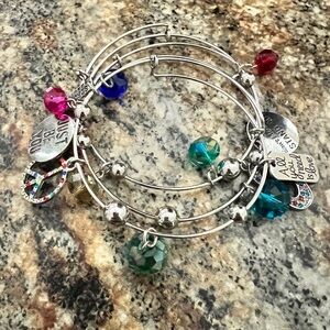Silver Charm Bracelet with Multicolored Beads